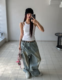 Dirty Washed Keychain Strap Carpenter Denim Pants