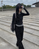 Kaya Black Pintuck Wide Pants
