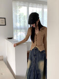Romine lace color matching ribbed long sleeve cardigan