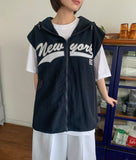 [unisex] Rollg Summer Embroidered Wind Hooded Vest