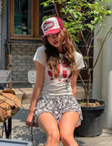 90 Printing Short Sleeve Slim T-shirt