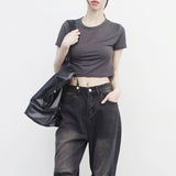 Miton cropped back slit T-shirt