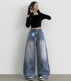 Hem Snap Four-Season Banding Long Wide Denim Pants