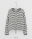 Minbako String Stripe Fleece Round Cardigan