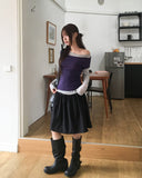 Huring Double Button Balloon Midi Skirt