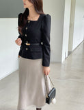Roche Square Peplum Tweed Jacket