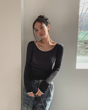 Two-Tone Layered Ribbed U-neck Long Sleeve