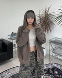 Cardin Pigment Washing Cropped Hooded Zip-Up