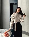 Beichel Tie Off Shoulder Tee Blouse