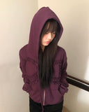 Binon Ribbon Frill Hood Zip-Up