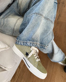 Clue pintuck wide denim pants