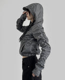 Shirring cap hood nylon jumper