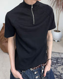 Ferrer Ribbed Half Zip-Up Short Sleeve Tee