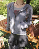 [MADE] Tutty Vintage Wood Slab Cropped Hood Zip-Up