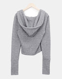 Jinu Sleeve Button Ribbed Wrap Hoodie