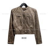 Saika Suede Cropped Rider Jacket