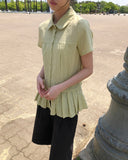 [MADE] Pooin Pleated Punching Short Sleeve Blouse