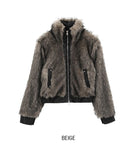 Casey High Neck Leather Fur Jumper