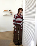 Bowling corduroy snap adjust wide-fit long pants