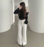 -3kg Span Semi-Bootcut Long Denim Pants