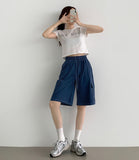 Summer Cooling Cargo Pocket Bermuda Wide Span Shorts
