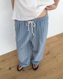 Pookie Linen Stripe Banding Wide Long Pants