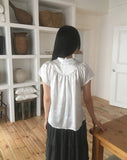 Nerine Dot Ribbon Puff Satin Blouse