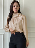 Credi Satin Tie Shawl Blouse