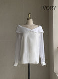 Verna Half Off Shoulder Big Collar Blouse