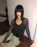 Cellu mesh see-through long-sleeved cardigan