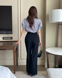Nine Stripe Puff Short Sleeve Shirt Blouse