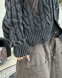 Lahen Cable Dyeing Damage Cardigan