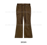 y2k Ribbon Belted Bootcut Cargo Pants