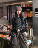 Muted color matching stripe cardigan