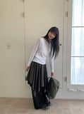 [BAONHAUS] Broa Unbalanced Layered Midi Skirt