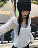 Tida Overfit Punching See-through Long-Sleeve Knit