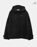 Huen High Neck Duffle Over Wool Hood Midi Coat