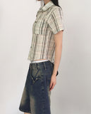 Dimon incision washing half-length denim Bermuda pants