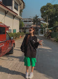 Fran vintage lettering over long sleeves