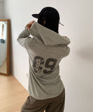 Dir Lettering Print Color Matching Strap Long Sleeve Hood T-Shirt