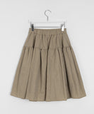 Kenku Nylon Banding Flared Midi Skirt