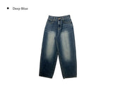 Hins Brushed Washing Denim Wide Pants