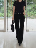 High Waist Black Bootcut Pants