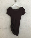 Shirring off-shoulder short sleeve tee