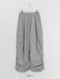 [Unisex] Giden Shirring Nylon Cargo Wide Pants