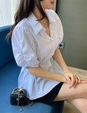 Raven Stripe Strap Puff Shirt