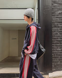 Toys Color Matching Track Line Hood Zip-Up Pants Set