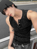 Pigment Dyeing Washing Vintage Muscle Fit Henley Neck Sleeveless