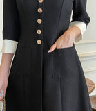 Roabi collar two-tone tweed A-line mini one piece