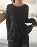 Getty Stripe Frill Layered Long Sleeve T-Shirt